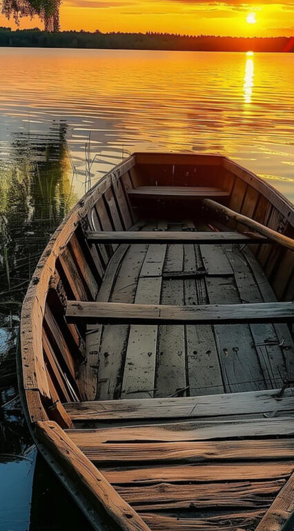 Bild von Aristal Branson auf Pixabay Boot auf einem See im Sonnenuntergang